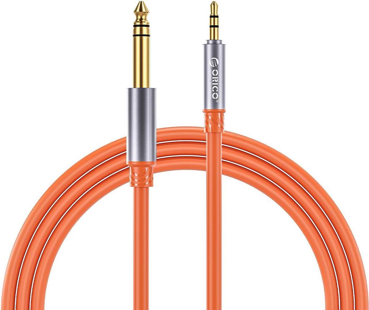 ORICO 3.5mm to 6.35mm Audio Cable 1/8 to 1/4 Stereo Cable Aux Cord Hi-Fi Sound Liquid Silicone for Guitar Amplifiers Laptop 3.3ft Straight-Orange