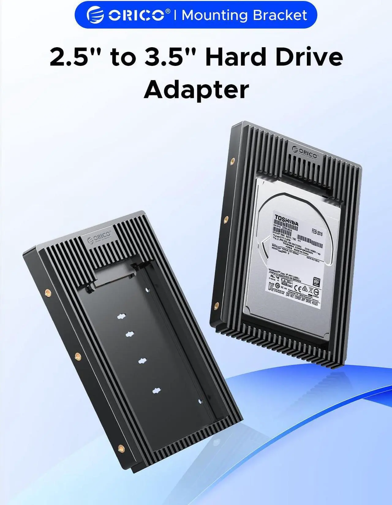 Alt view image 2 of 7 - ORICO NEW 2.5 SSD SATA to 3.5 Hard Drive Adapter Internal Drive Bay Converter Mounting Bracket Caddy Tray for 7 / 9.5 / 12.5mm 2.5 inch HDD / SSD with SATA III Interface(D2SS-6G)