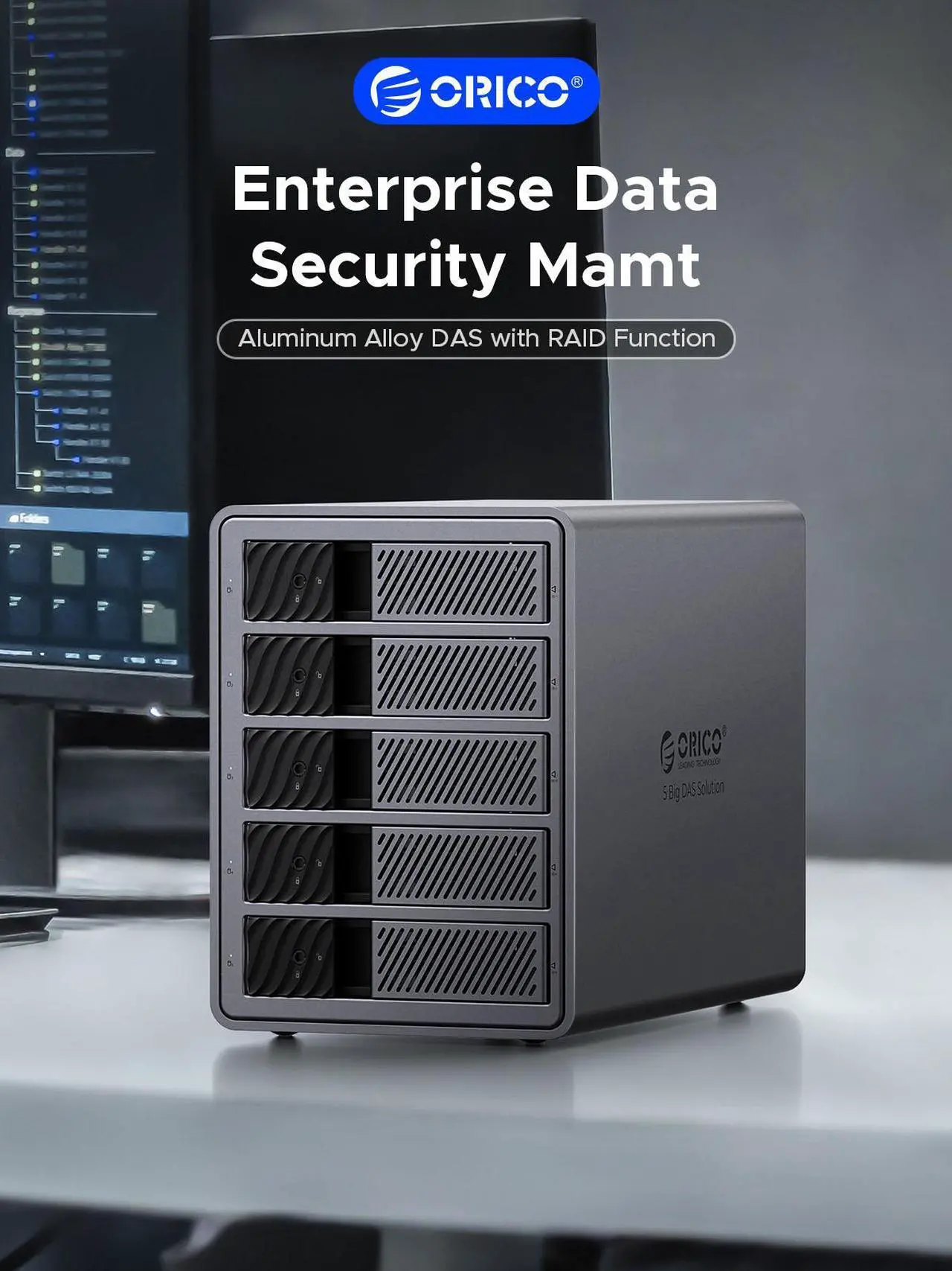 Alt view image 2 of 7 - ORICO 2 Bay 3.5" Hard Drive Enclosure USB3.0 5Gbps DAS PRO with RAID 150W Power Build-in Cooling Fan for Business User Aluminum  (9828RU3)