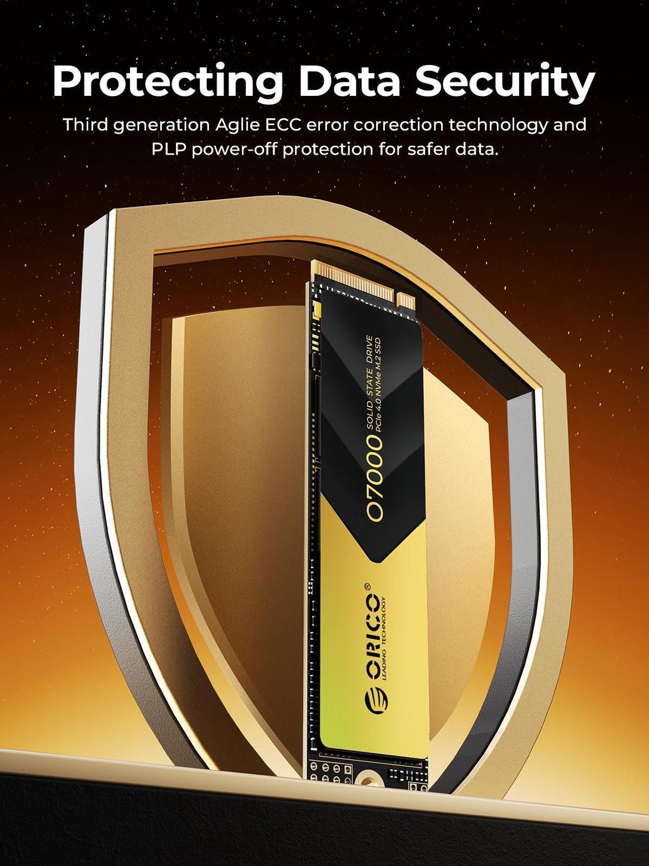 Alt view image 6 of 7 - ORICO O7000 4TB M.2 NVMe SSD PCIe Gen4 Read Speed Up to 7000Mb/s M.2 2280 Internal Solid State Drive with Heatsink Cooling Vest for PC Desktop Laptop Game-Player