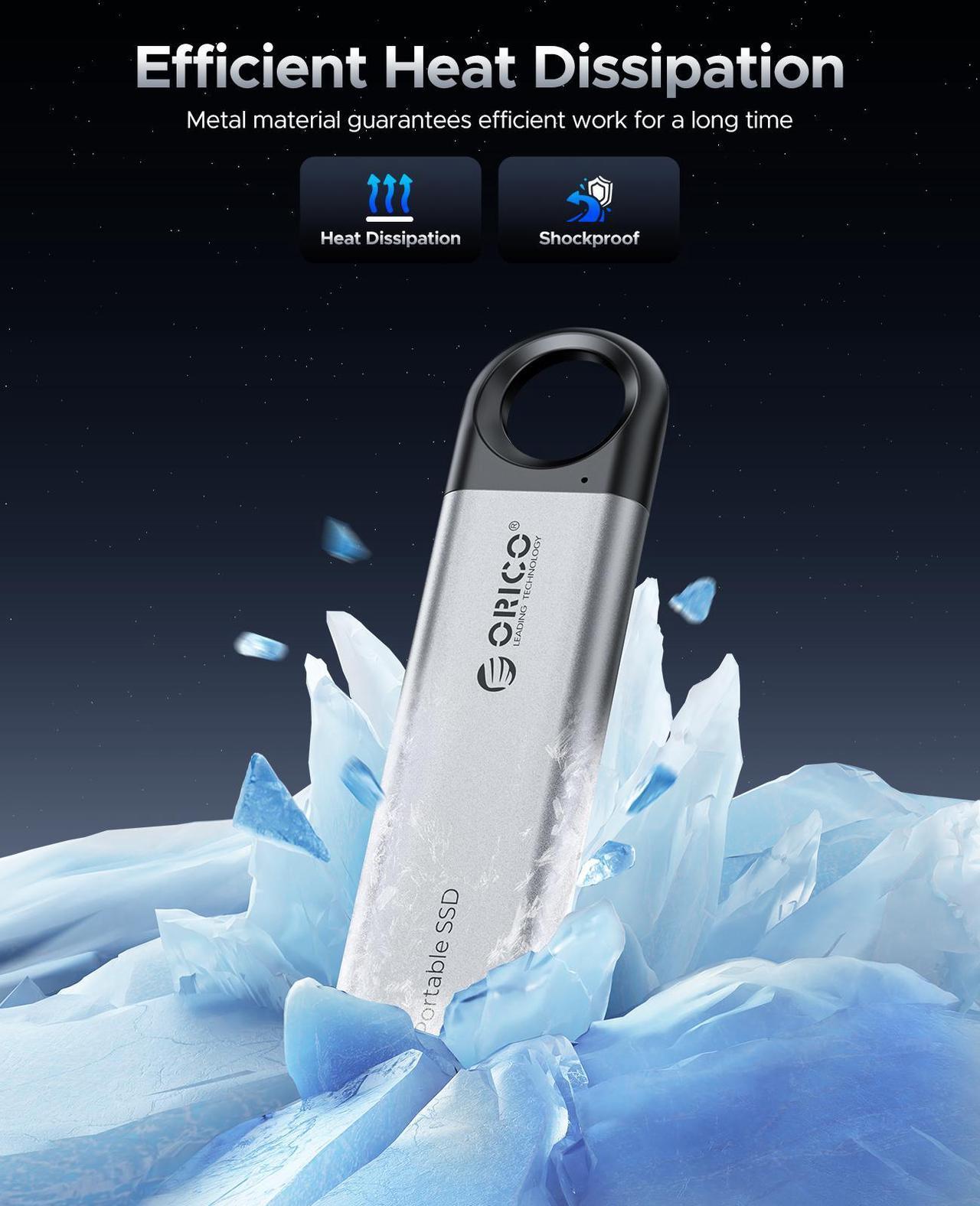 Alt view image 5 of 7 - ORICO 256GB External SSD 10Gbps Portable Solid State Drive Type-C Portable SSD