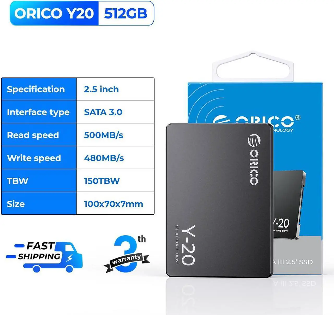 Alt view image 7 of 7 - ORICO 512GB SSD SATA III 6Gbps 2.5" NAND Internal Solid State Drive Internal SSD Data Storage for PC Laptop Desktop