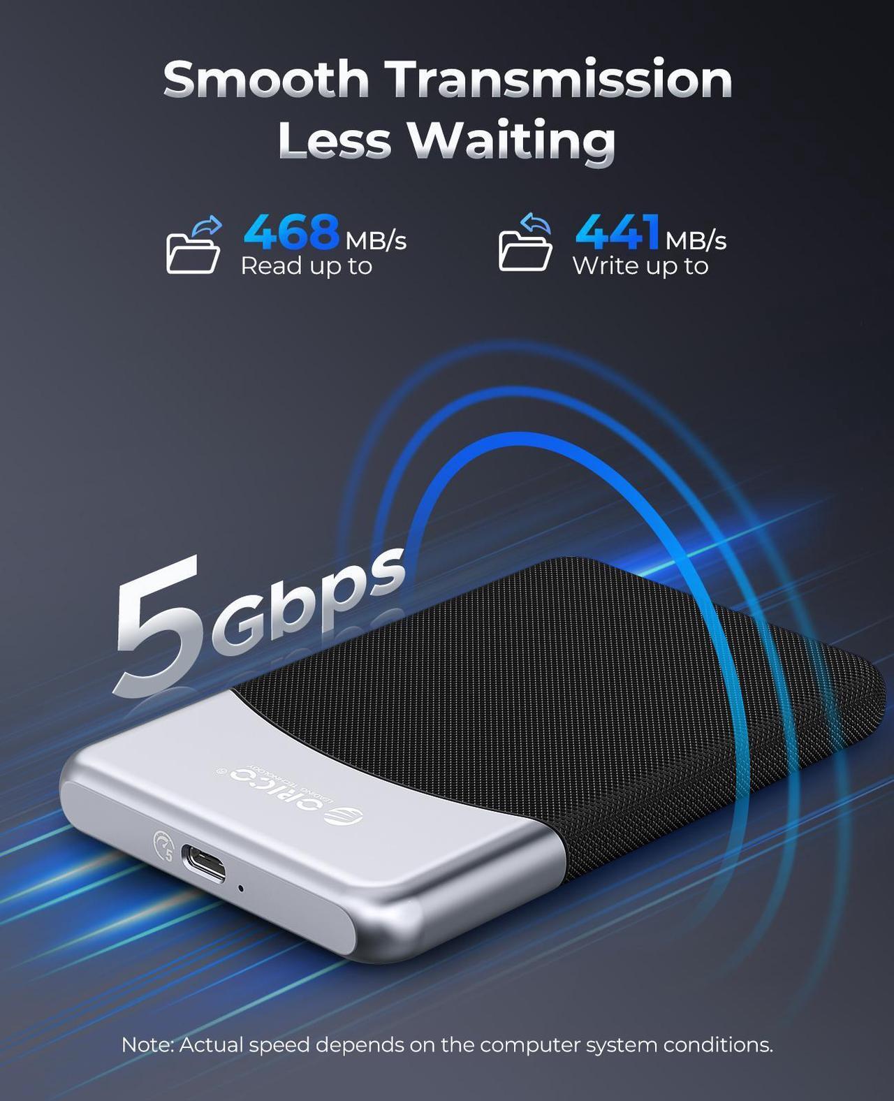Alt view image 2 of 7 - ORICO Taichi Portable SSD 2TB External Solid State Drive USB C PSSD 500MB/s with 2 in 1 Cable