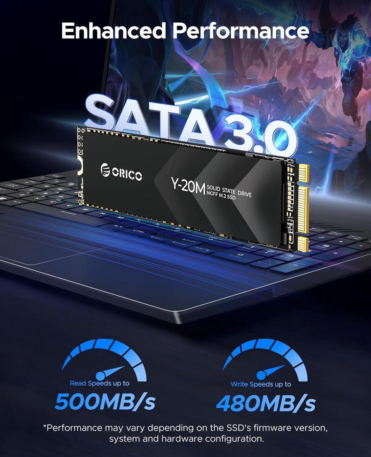 Alt view image 3 of 7 - ORICO M.2 2280 4TB SSD NGFF M.2 SATA III 6Gbps Internal Solid State Drive Hard Disk Data Storage for PC Desktop Laptop Ultra-book