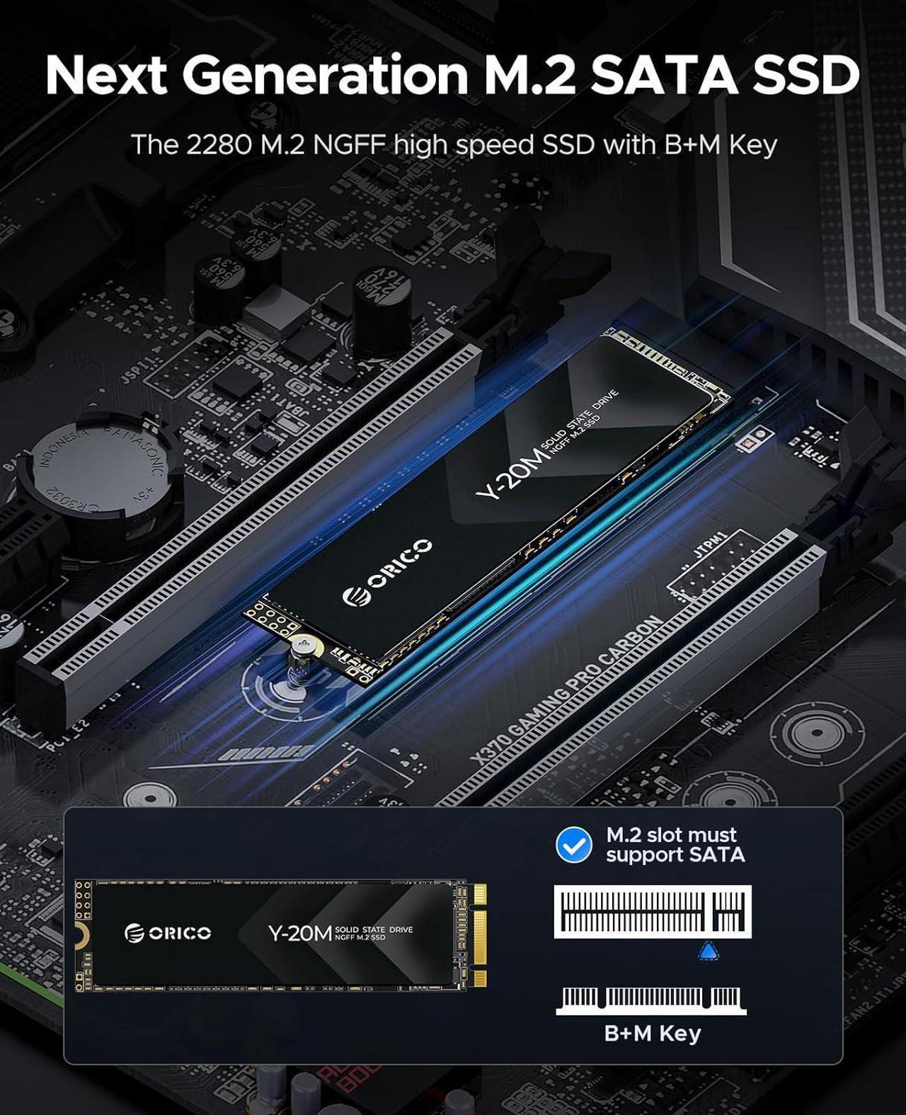 Alt view image 2 of 7 - ORICO M.2 2280 4TB SSD NGFF M.2 SATA III 6Gbps Internal Solid State Drive Hard Disk Data Storage for PC Desktop Laptop Ultra-book