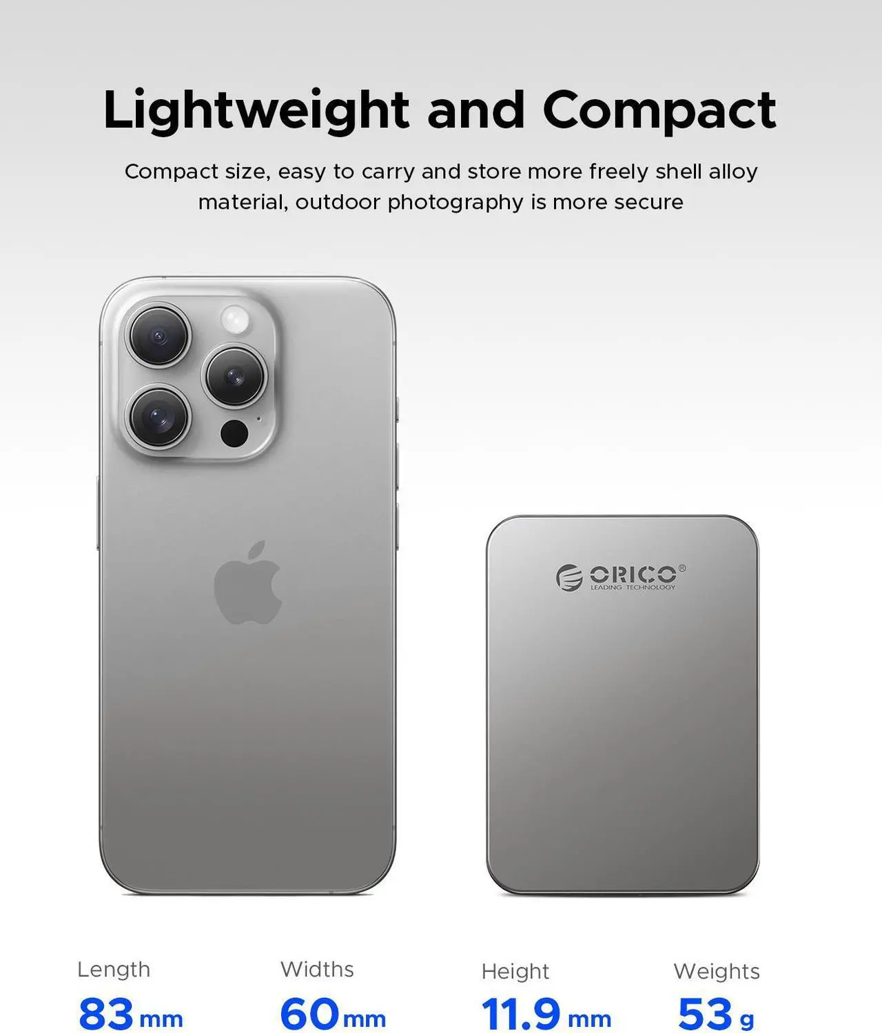 Alt view image 6 of 7 - ORICO Magnetic External SSD 5Gbps Read Speed Up to 460MB/s Portable SSD for iPhone 15 Pro's ProRes Videos