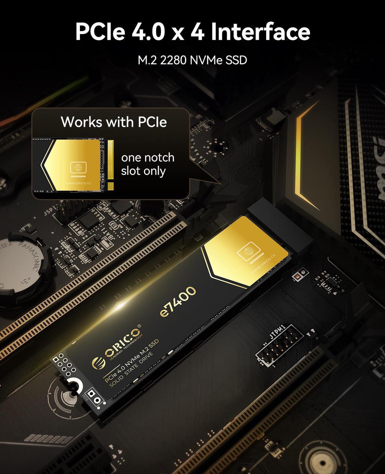 Alt view image 4 of 7 - ORICO M.2 NVMe M.2 SSD- Up to 7400MB/s 1TB PCIe 4.0X4 Internal Solid State Drive SSD for Gamers and Creators