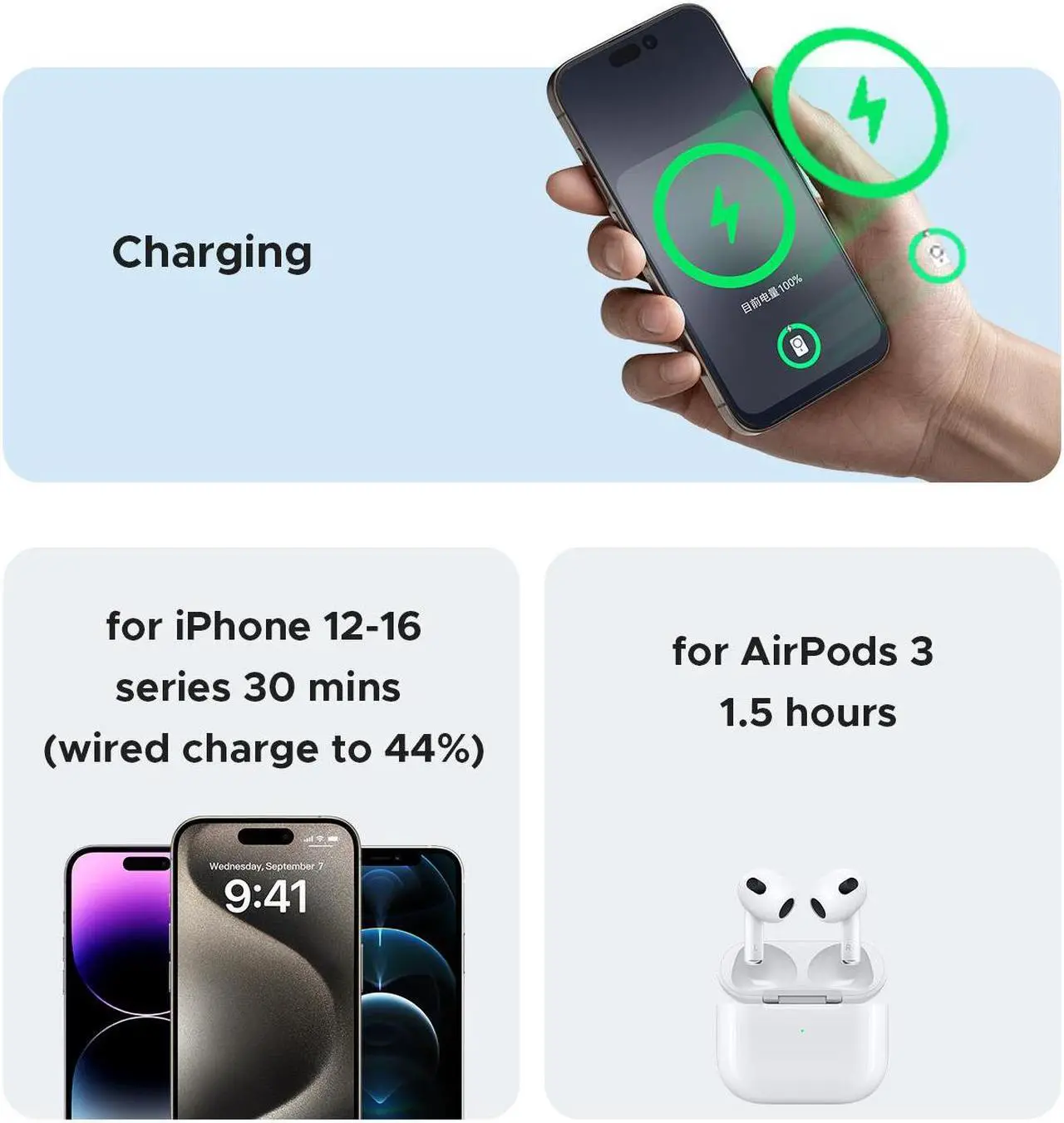 Alt view image 3 of 7 - ORICO Kada Magnetic Power Bank 5000mAh PD22.5W Wireless Powerbank Slim Portable Battery Charger for iPhone 16 Samsung -Gray,with 360° Stand