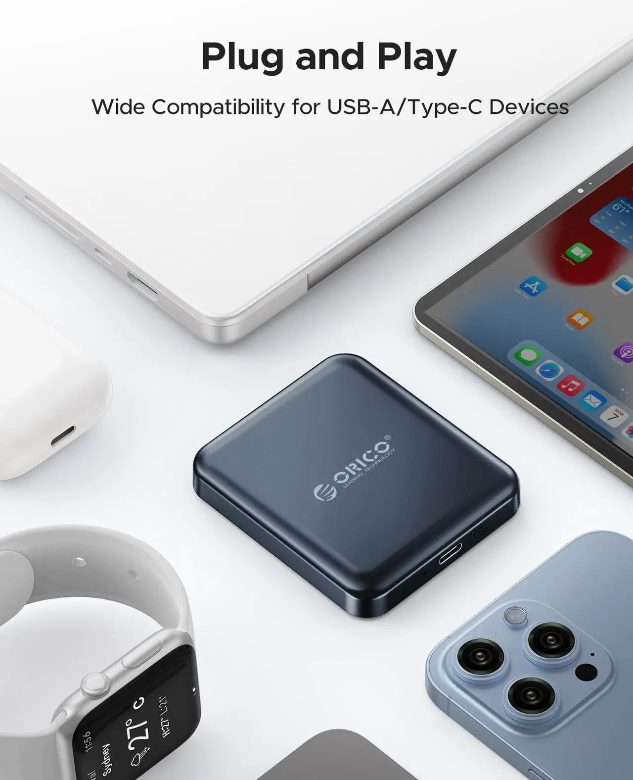 Alt view image 5 of 7 - ORICO 1TB Magnetic External SSD, 4K ProRes HDR Record and Store, 2000MB/s Stable Transmission and Storage, Portable Solid State Drive, Compatible with USB-C Smartphone