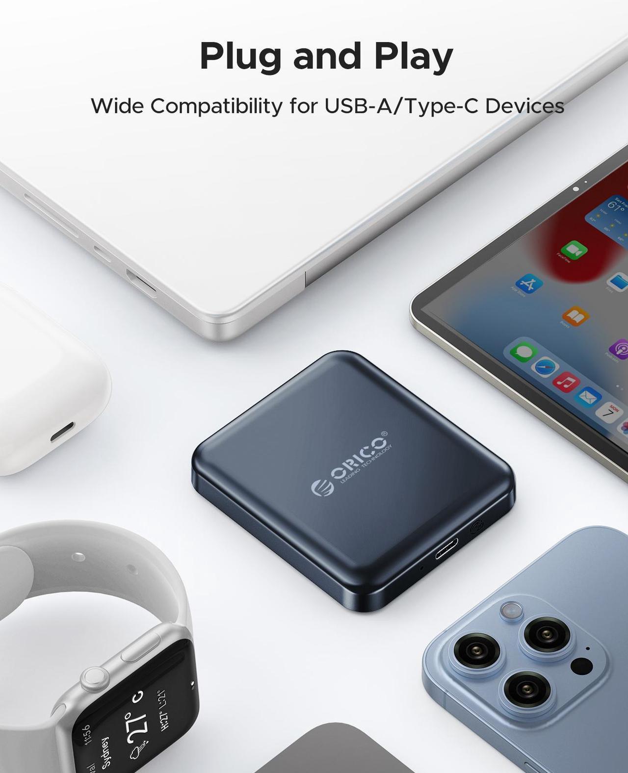 Alt view image 5 of 7 - ORICO 512GB Magnetic External SSD, 4K ProRes HDR Record and Store, 2000MB/s Stable Transmission and Storage, Portable Solid State Drive, Compatible with USB-C Smartphone