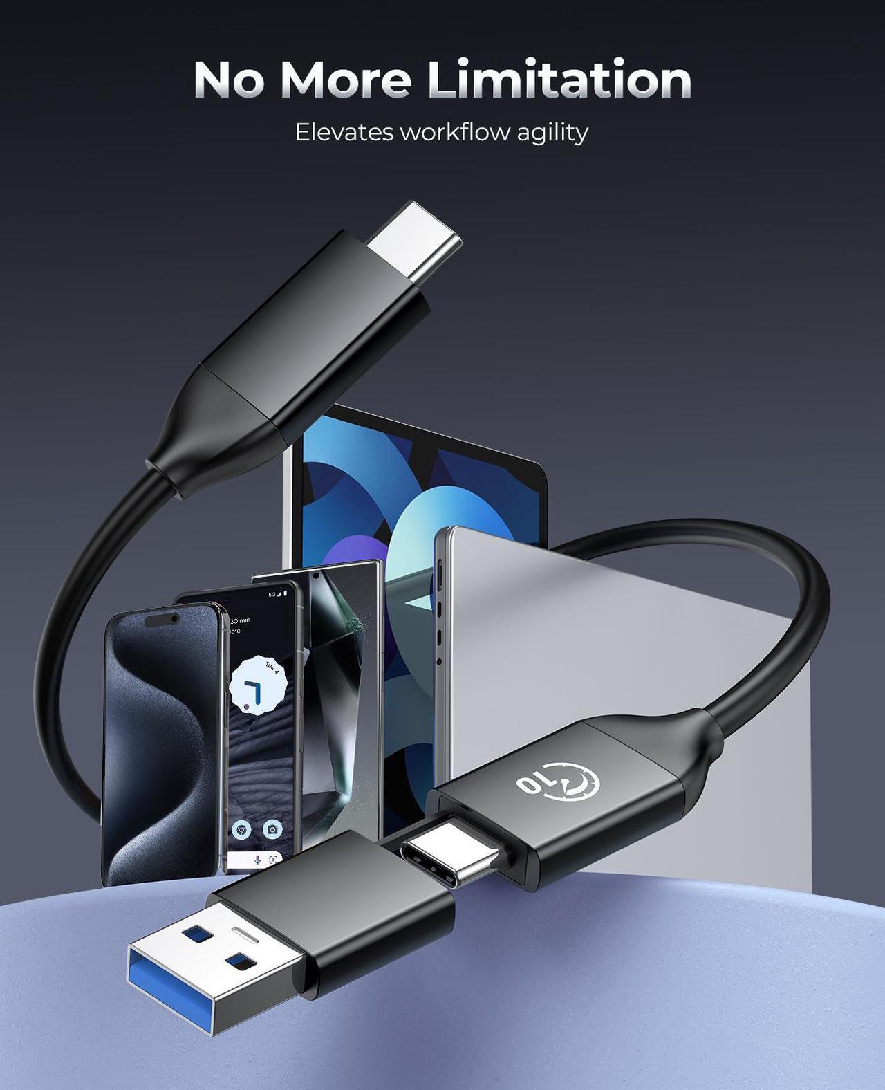 Alt view image 4 of 7 - ORICO 4TB External SSD USB 3.2 Gen 1 Up to 460MB/s Portable Solid State Drive with 2 in 1 USB C Cable,Dust and Drop Resistance,for USB-C Smartphone, PC, Tablet, Labtop 4TB Black-5Gbps