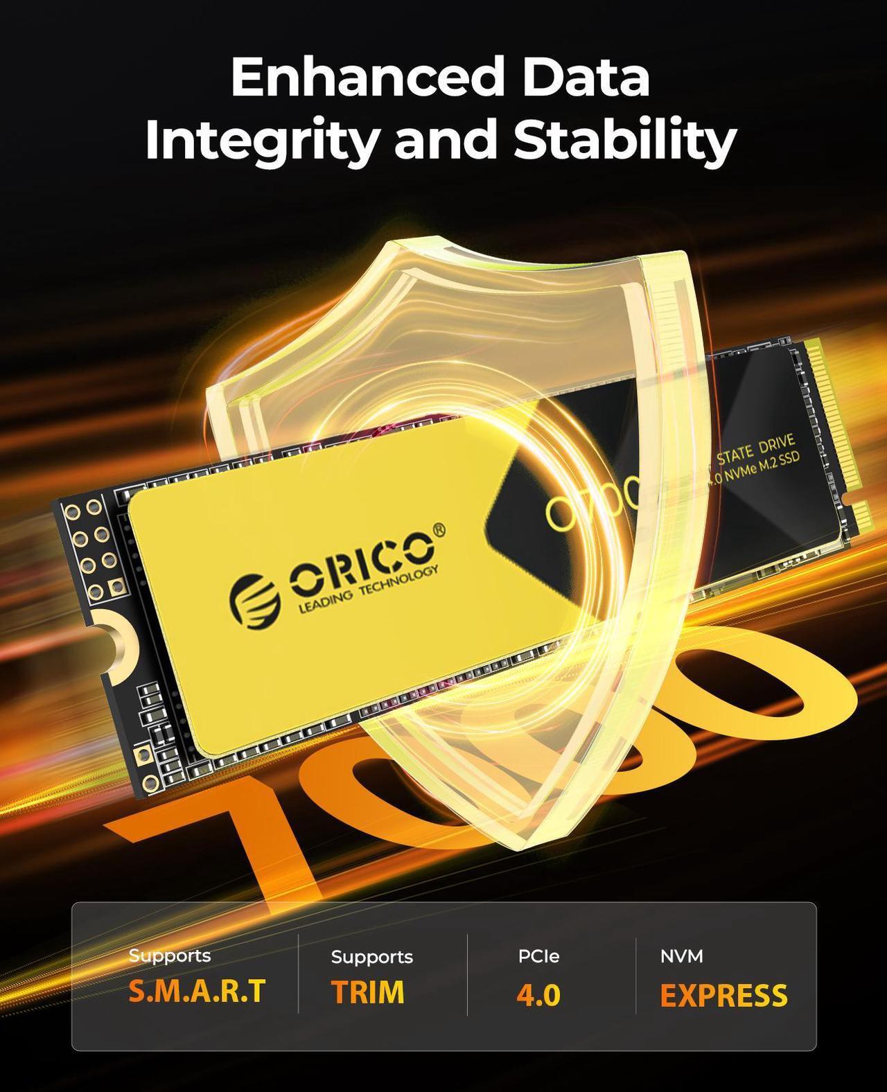 Alt view image 6 of 7 - ORICO 2TB M.2 NVMe SSD PCIe 4.0 x4 Internal Solid State Drive - Up to 7000MB/s Read, 2280 Gaming SSD with Heatsink, Compatible with PS5, Windows & macOS (O7000 Model)
