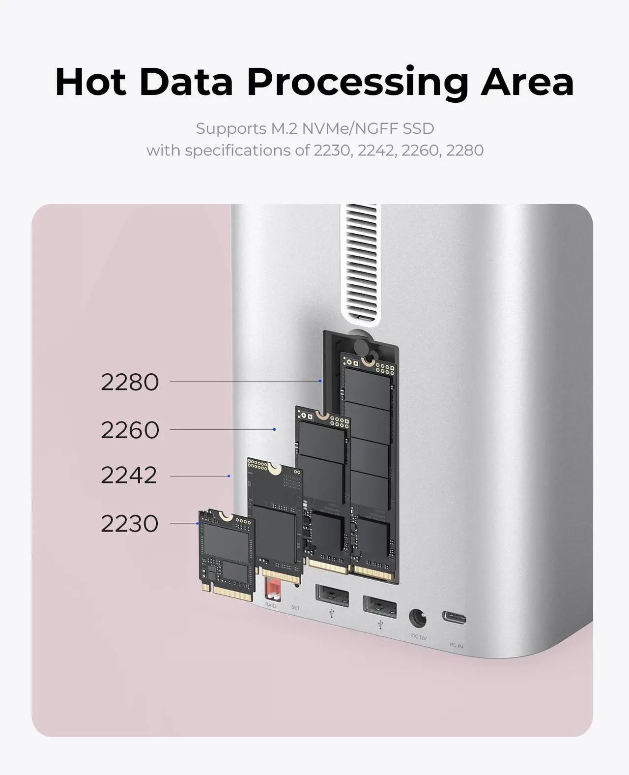 Alt view image 5 of 7 - ORICO MiniTower Designed for MacMini M4 Hard Drive Enclosure TypeC Docking Station Desktop Hybrid Storage System DAS