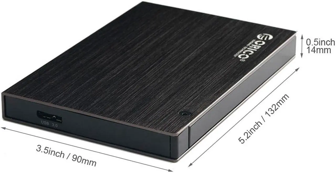 Alt view image 2 of 6 - ORICO 25AU3-BK External USB 3.0 to 2.5-Inch SATA Aluminum Hard Drive Enclosure Case With Exclusive Sleeve - Black