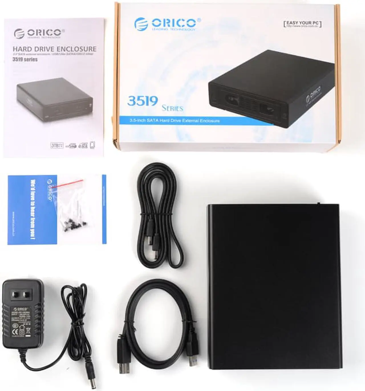 Alt view image 5 of 5 - ORICO 3519SUS3-BK Aluminum Alloy HDD External Enclosure with E-SATA and USB3.0 Interface