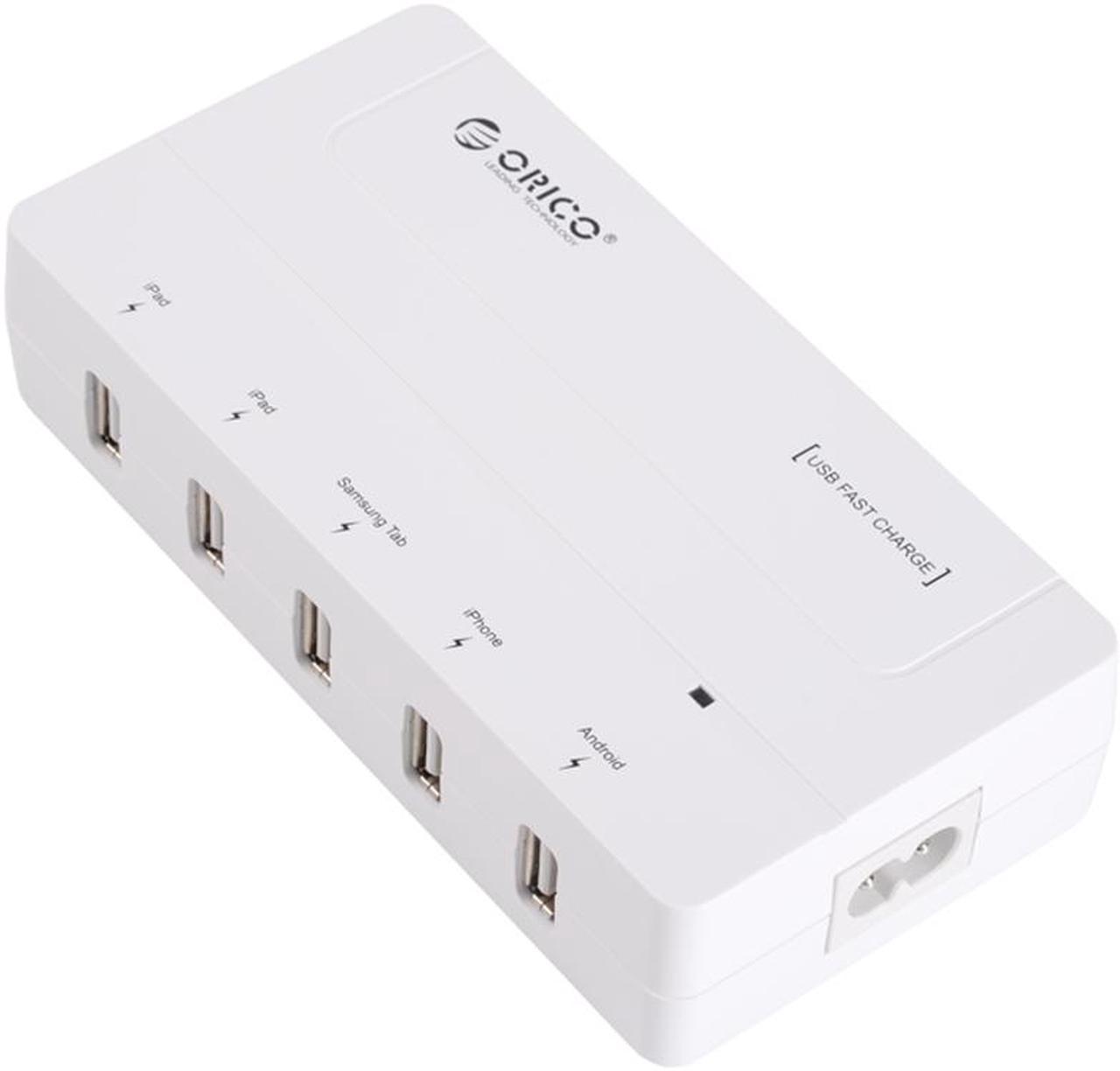 ORICO DCH-5U 30W 5-Port desktop USB Charger for iPhone 6s / 6 / 6 plus, iPad Air 2 / mini 3, Samsung Galaxy S6 / S6 Edge / Note 5, HTC M9, Nexus and More - White