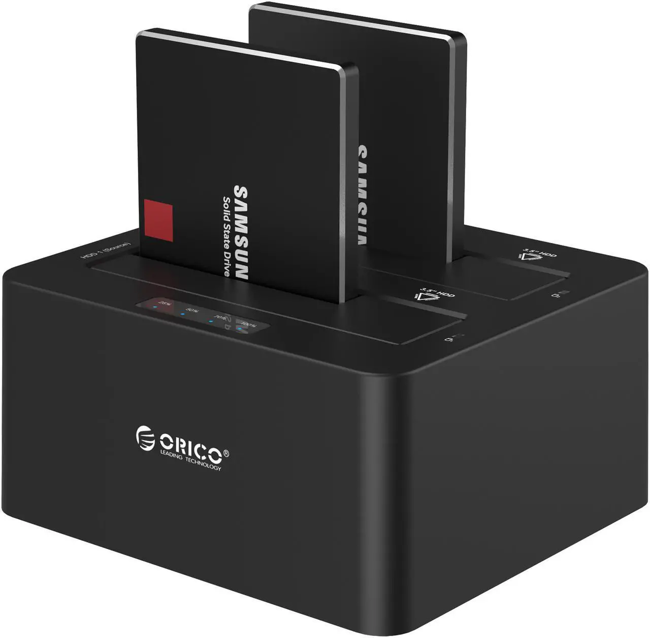 Alt view image 5 of 7 - ORICO Dual Bay SATA to USB3.0 External Hard Drive Docking Station for 2.5" and 3.5" HDD, SSD with Duplicator/Clone Function [2 x 6TB support]-Black