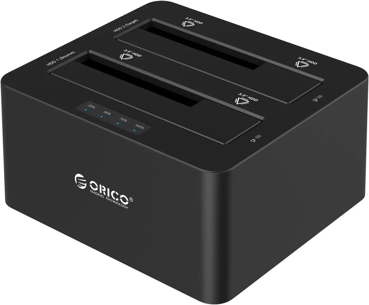 Alt view image 6 of 7 - ORICO Dual Bay SATA to USB3.0 External Hard Drive Docking Station for 2.5" and 3.5" HDD, SSD with Duplicator/Clone Function [2 x 6TB support]-Black