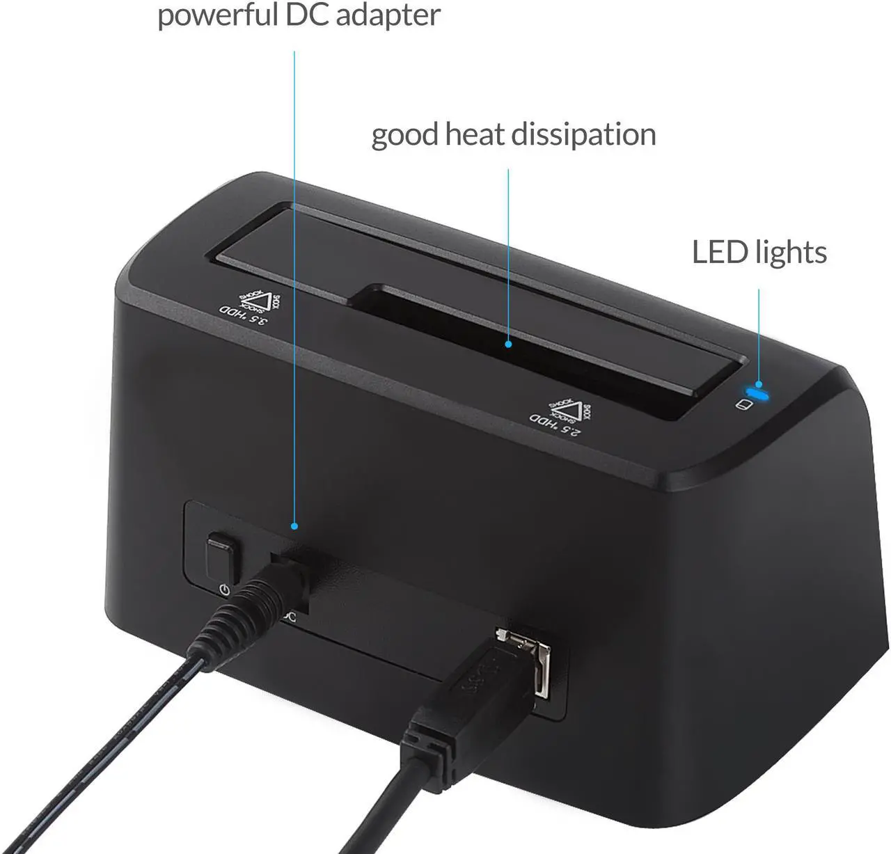 Alt view image 4 of 7 - ORICO Tool Free SuperSpeed USB3.0 SATA 2.5 & 3.5 inch HDD SSD External Hard Drive Docking Station Support UASP & SATAIII for PC, Notebook ,MacBook ,laptop and Desktop - Black
