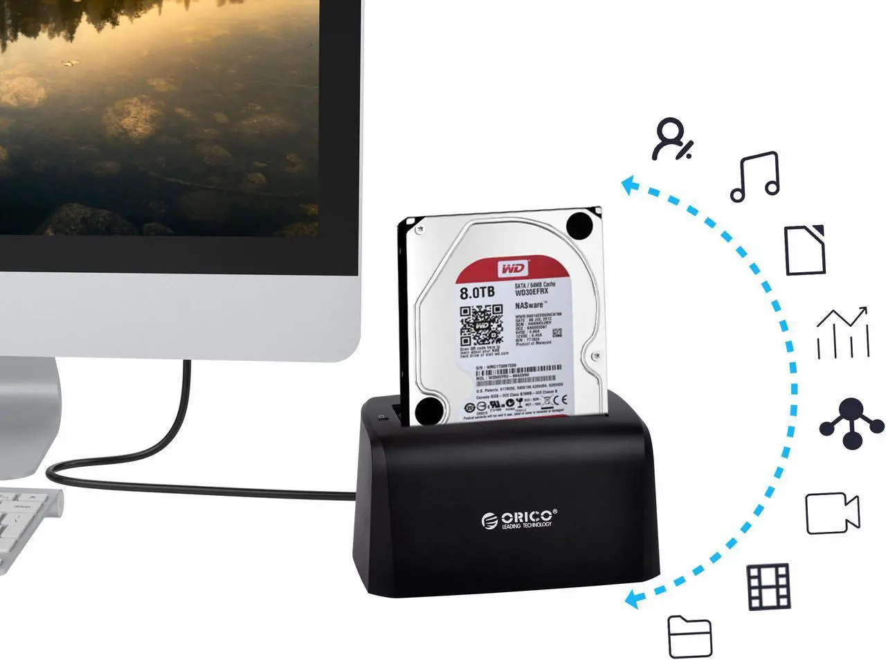 Alt view image 6 of 7 - ORICO Tool Free SuperSpeed USB3.0 SATA 2.5 & 3.5 inch HDD SSD External Hard Drive Docking Station Support UASP & SATAIII for PC, Notebook ,MacBook ,laptop and Desktop - Black