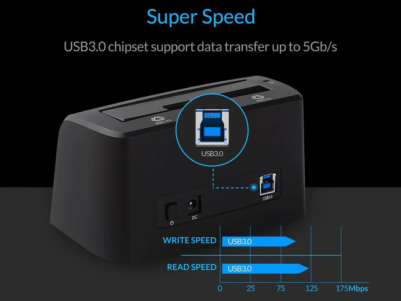 Alt view image 5 of 7 - ORICO Tool Free SuperSpeed USB3.0 SATA 2.5 & 3.5 inch HDD SSD External Hard Drive Docking Station Support UASP & SATAIII for PC, Notebook ,MacBook ,laptop and Desktop - Black