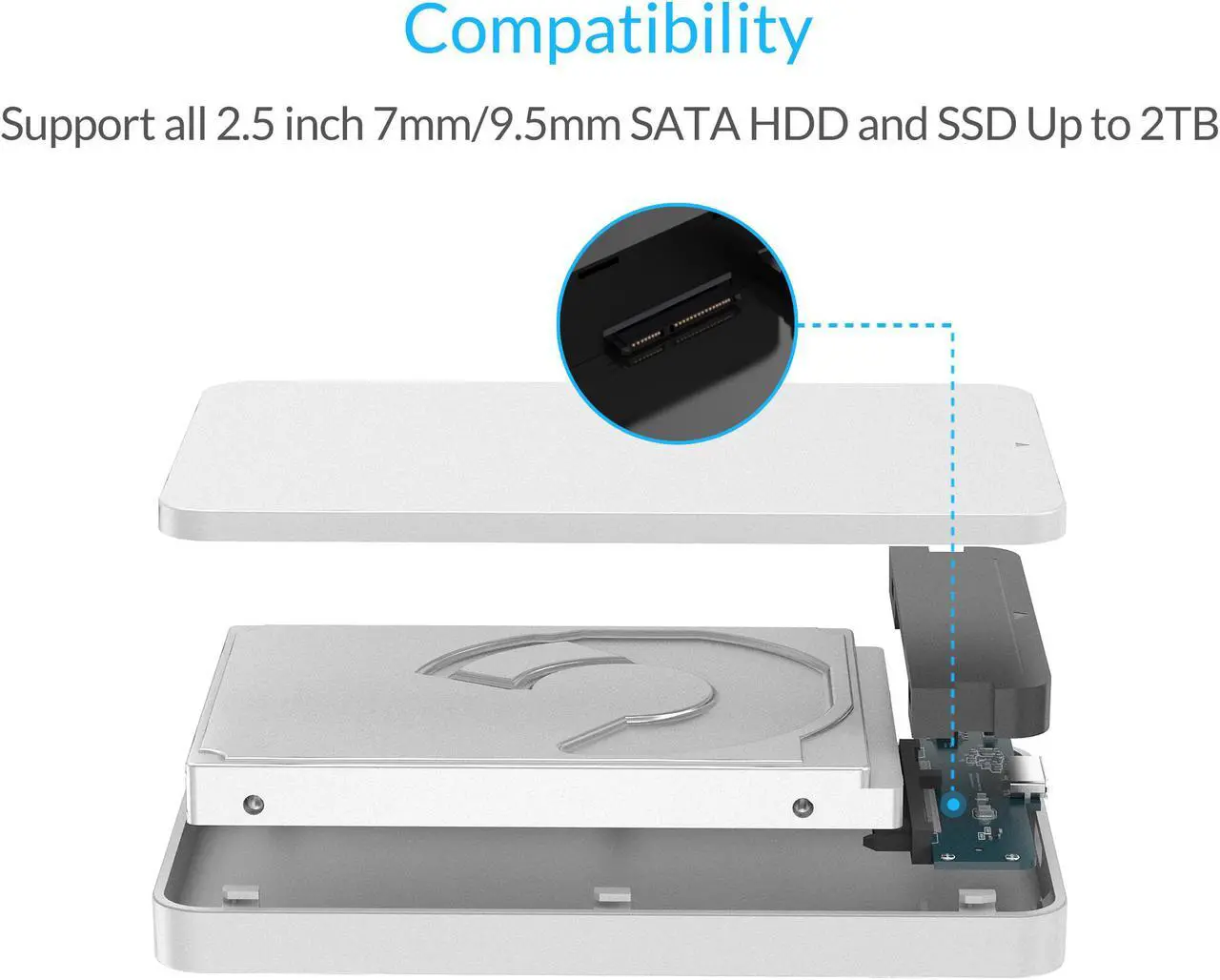 Alt view image 6 of 7 - ORICO USB 3.0 and SATA III UASP Supported 2.5-inch SATA Hard Drive External Enclosure - Sliver (2569S3-V1)