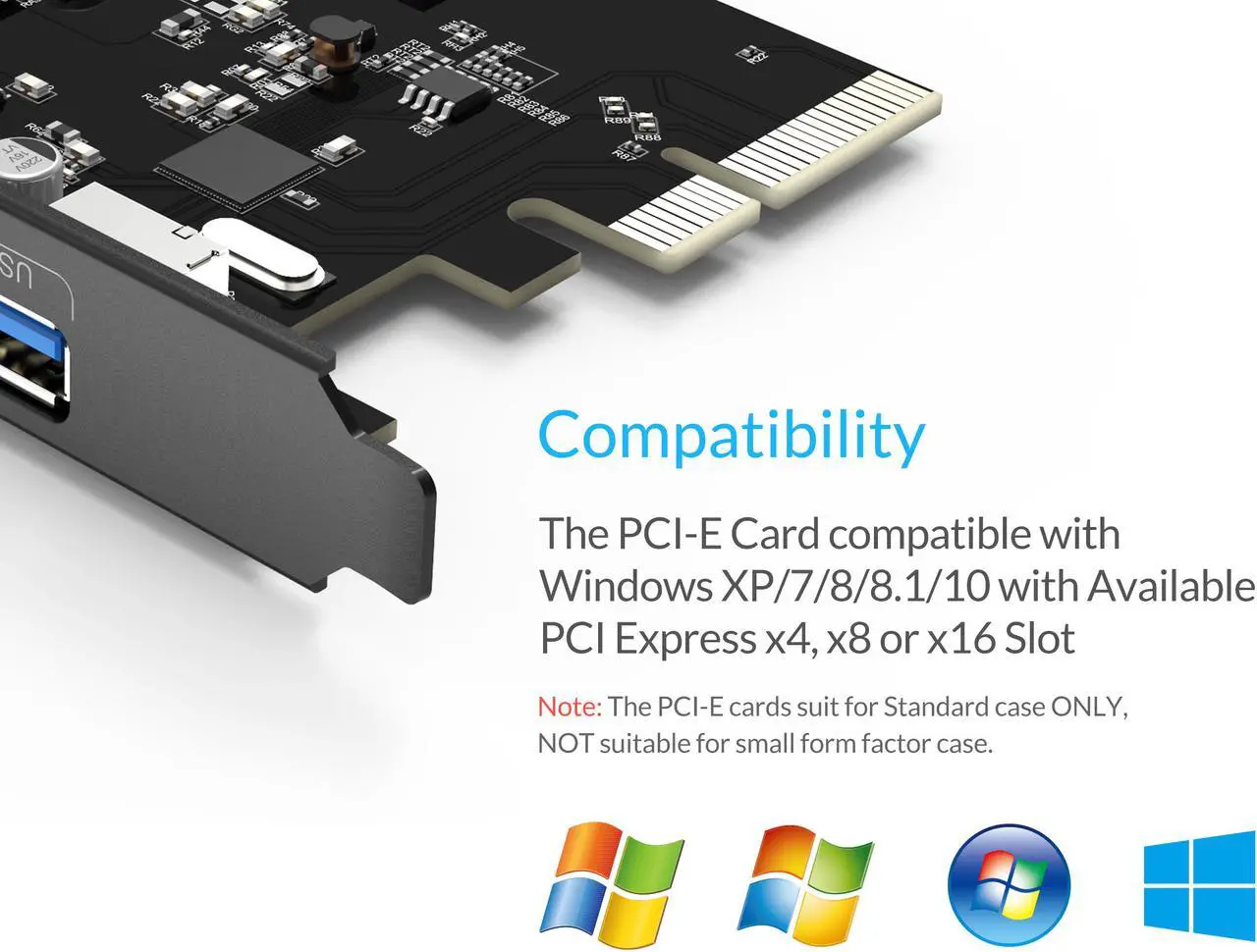 Alt view image 6 of 7 - ORICO USB3.1(GEN 2) PCI-E Expansion Card Adapter with 2 Ports External PCI-E Express Superspeed 10Gbps Support 15PIN Power Connector Support PCI Express x4, x8 or x16 Slot for Windows XP,Vista,and Lin