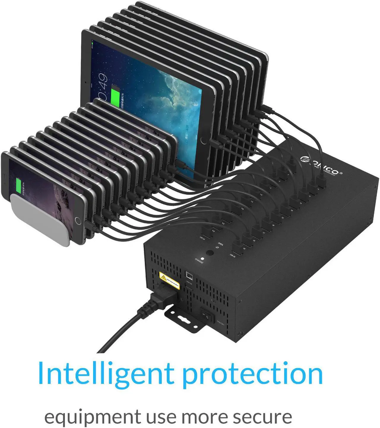 Alt view image 5 of 7 - ORICO Industrial USB Hub, 20 Ports Mountable 150W Powered Industrial Grade USB 2.0 Hub, Full Metal Case, High-Speed Data Transfer