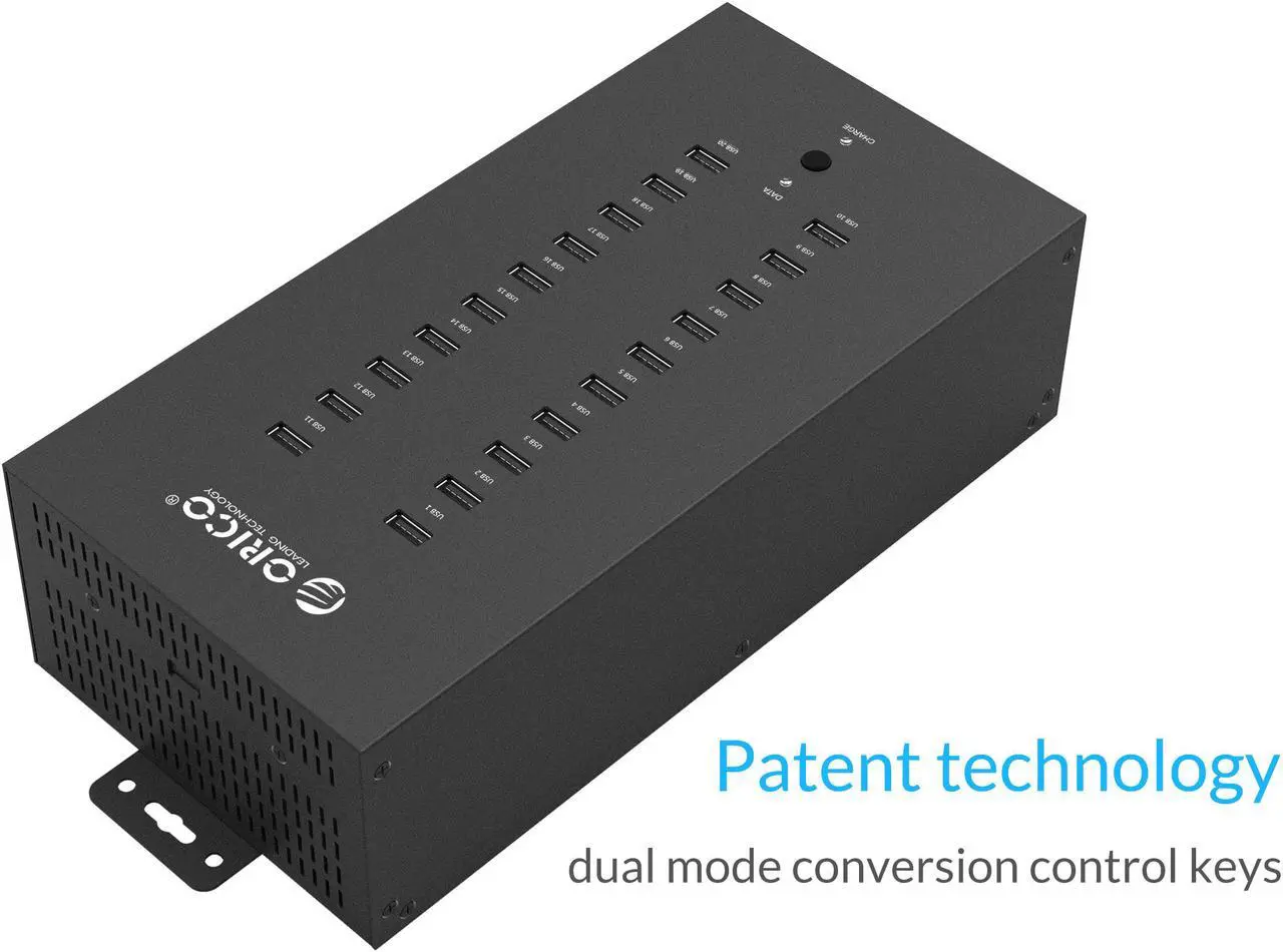 Alt view image 3 of 7 - ORICO Industrial USB Hub, 20 Ports Mountable 150W Powered Industrial Grade USB 2.0 Hub, Full Metal Case, High-Speed Data Transfer