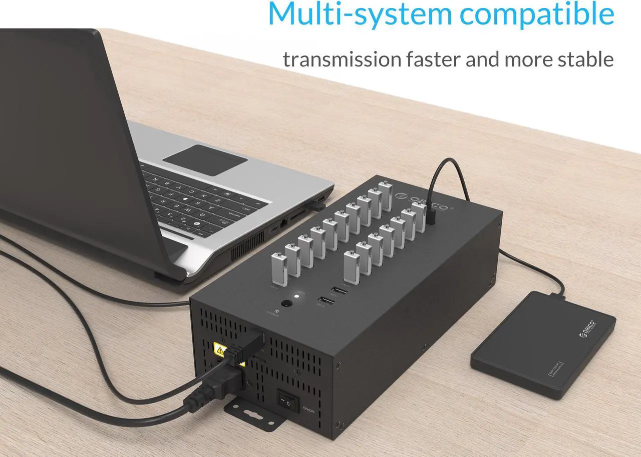 Alt view image 6 of 7 - ORICO Industrial USB Hub, 20 Ports Mountable 150W Powered Industrial Grade USB 2.0 Hub, Full Metal Case, High-Speed Data Transfer