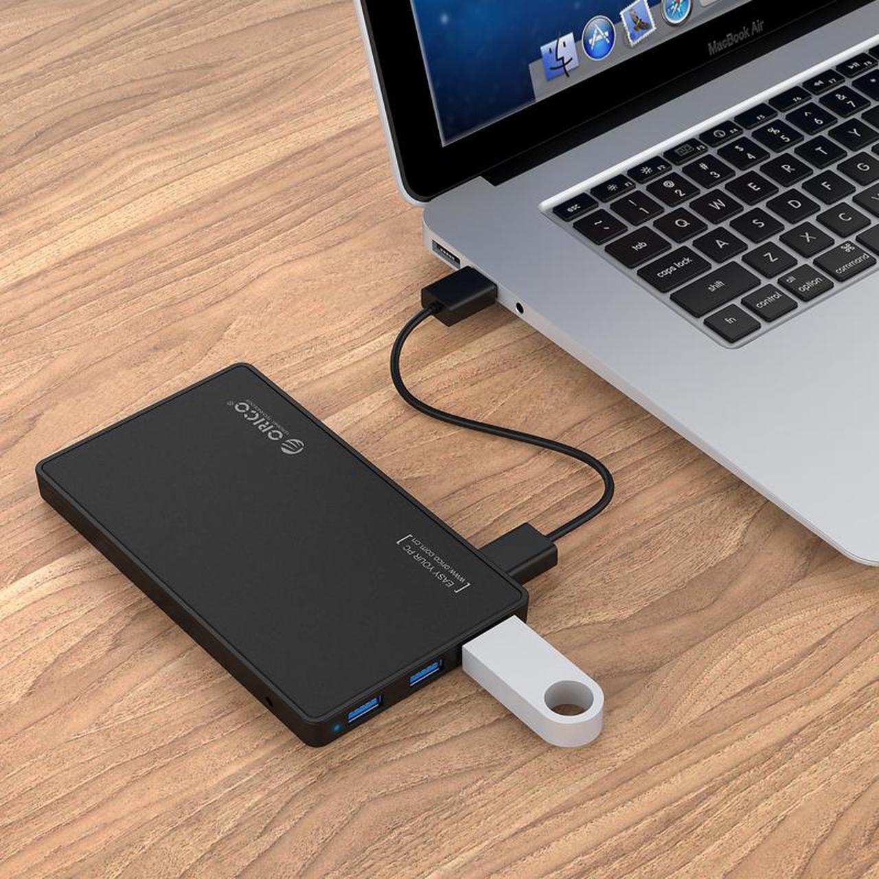 Alt view image 5 of 6 - [Tool-less Design with 3 USB3.0 Ports] ORICO 2.5 inch USB3.0 SATA External Hard Drive Disk Enclosure Case for 9.5mm 7mm SATA/HDD/SSD with 3 Ports USB 3.0 HUB UASP Supported  5V2A Power Adapter