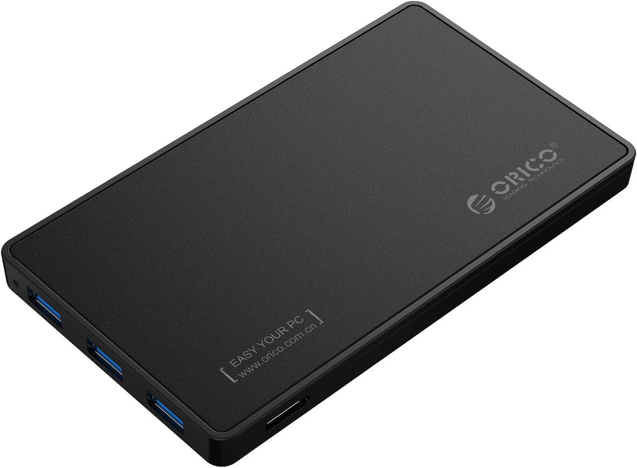 Main image of [Tool-less Design with 3 USB3.0 Ports] ORICO 2.5 inch USB3.0 SATA External Hard Drive Disk Enclosure Case for 9.5mm 7mm SATA/HDD/SSD with 3 Ports USB 3.0 HUB UASP Supported  5V2A Power Adapter