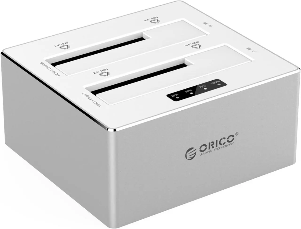Main image of ORICO 6828US3-C Aluminum & Plastic SATA to USB 3.0 Hard Drive Docking Station with Stand Alone Clone Function for 2.5" & 3.5" HDD/SSD, Maximum 8TB - Silver