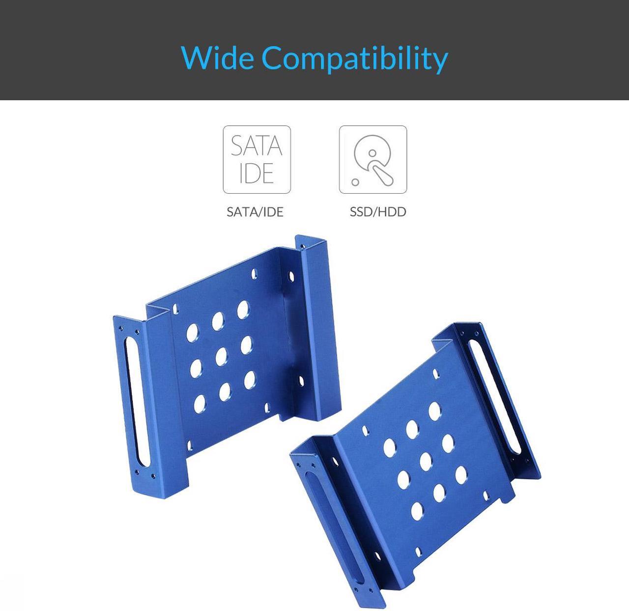 Alt view image 8 of 13 - ORICO AC52535-1S -BL Full Aluminum 5.25 to 3.5 or 5.25 to 2.5 SATA & IDE Hard Drive SSD Mounting Bracket Adapter Kit Bay Converter