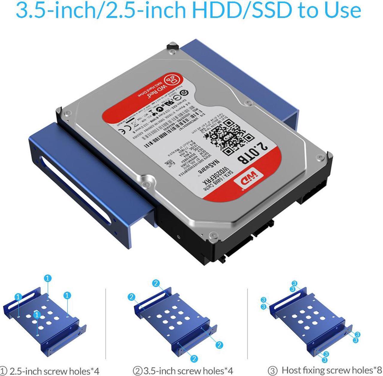 Alt view image 10 of 13 - ORICO AC52535-1S -BL Full Aluminum 5.25 to 3.5 or 5.25 to 2.5 SATA & IDE Hard Drive SSD Mounting Bracket Adapter Kit Bay Converter