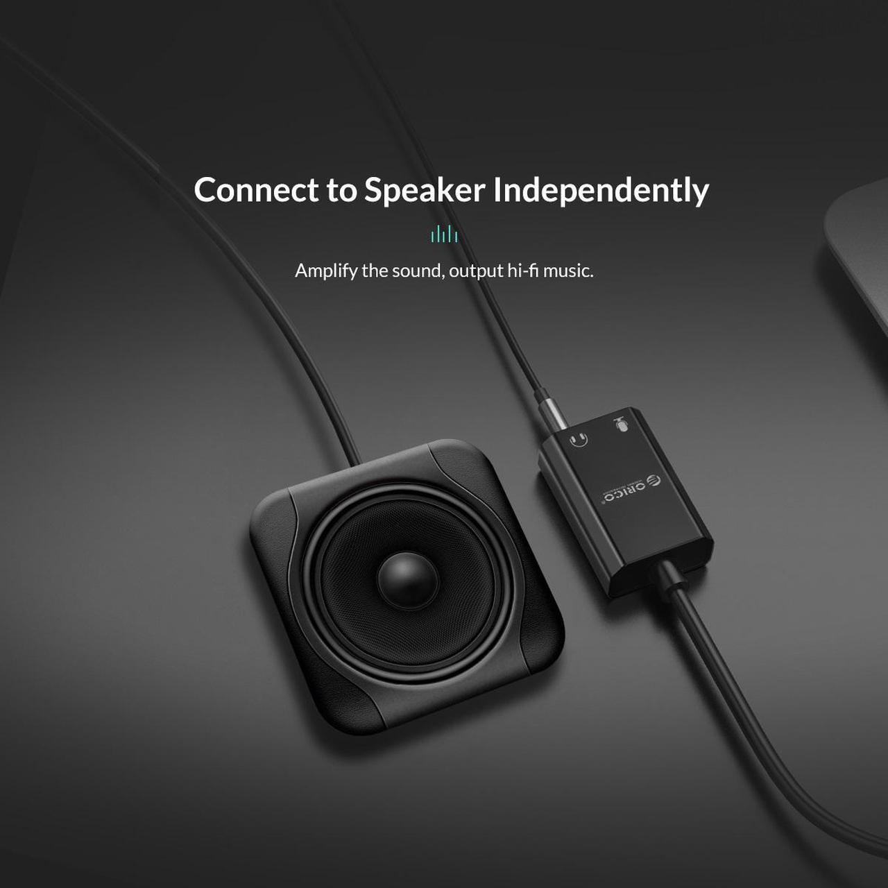 Alt view image 6 of 7 - ORICO Portable USB External Sound Card USB to Earphone/Microphone Interface Sound Card 10CM Cable Length For Windows/Mac/Linux