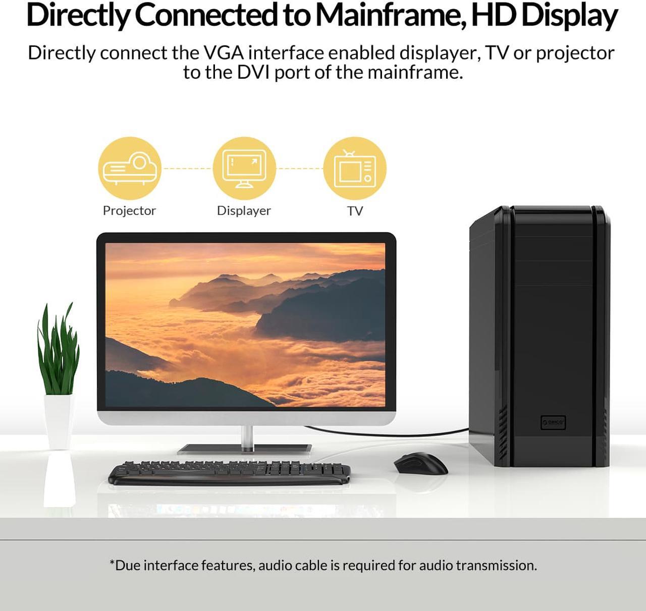 Alt view image 4 of 7 - ORICO 1080P DVI-I 24+1 Male to VGA Female Cable DVI to VGA Adapter for PC/Laptop/DVD