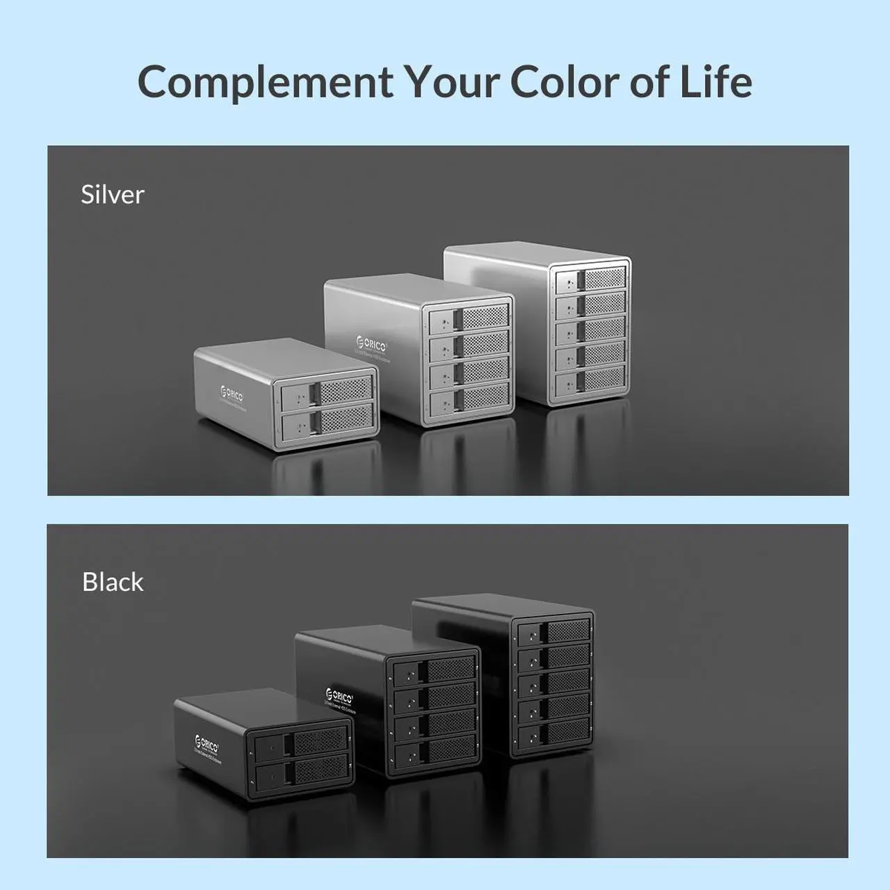 Alt view image 5 of 7 - ORICO Aluminum 5 Bay 3.5 inch Enclosure SuperSpeed USB 3.0 to SATA Hard Drive HDD SSD Case RAID 0/1/3/5/10/Combine/Clear RAID Models for Mac OS Windows PC Laptop 16TB Max-9558RU3