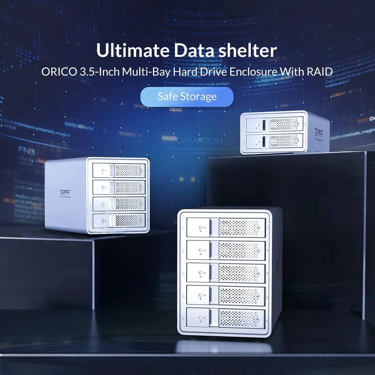 Alt view image 2 of 7 - ORICO Aluminum 5 Bay 3.5 inch Enclosure SuperSpeed USB 3.0 to SATA Hard Drive HDD SSD Case RAID 0/1/3/5/10/Combine/Clear RAID Models for Mac OS Windows PC Laptop 16TB Max-9558RU3