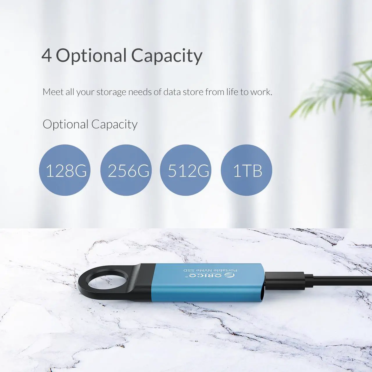 Alt view image 6 of 7 - ORICO 256GB Extreme Portable External M.2 Nvme SSD Mini External Solid State Drive with NVMe Interface USB C 3.1 10Gbps Solid State Drive (GV100 Blue)