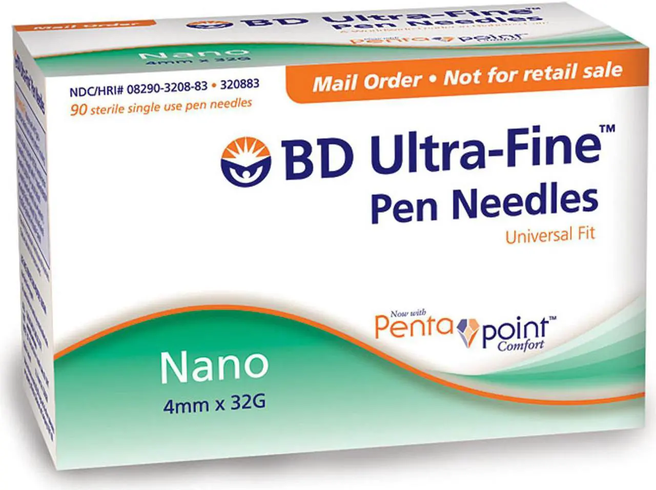 Main image of BD Nano Ultra-Fine Pen Needles 32G 5/32 in (4mm) - 90 ea