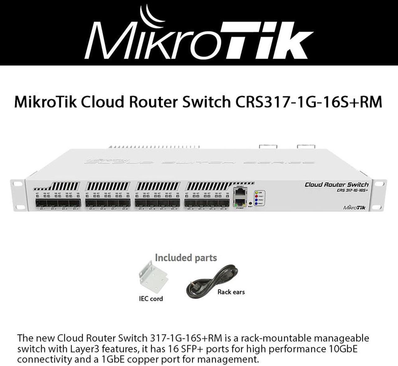 Mikrotik Cloud Router Switch CRS317-1G-16S+RM rack-mountable manageable