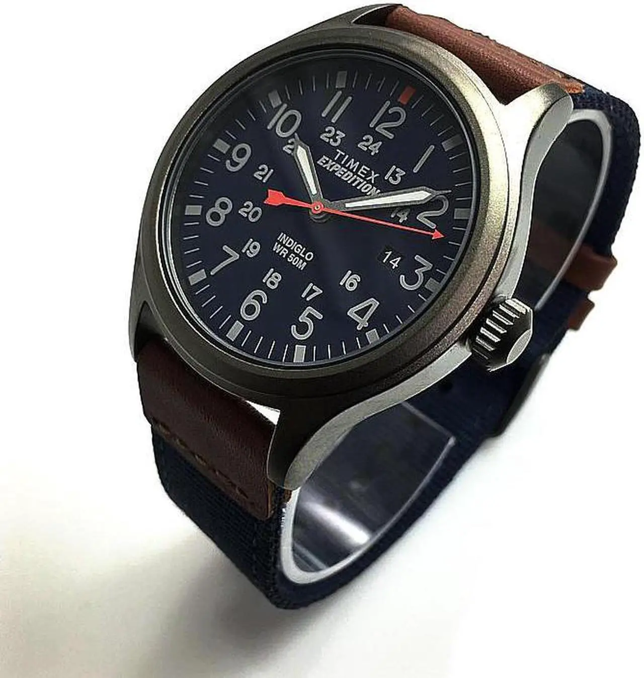 Alt view image 3 of 7 - Men's Timex Expedition Scout 20mm Leather Band Watch TW4B14100 TW4B141009J