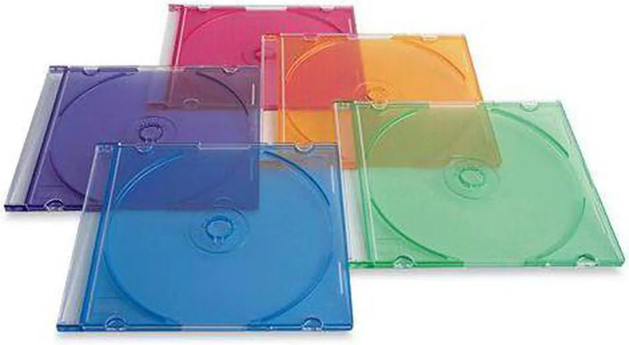 Alt view image 2 of 3 - Verbatim Slim CD/DVD Storage Cases - 100 Pack - 5 Assorted Colors