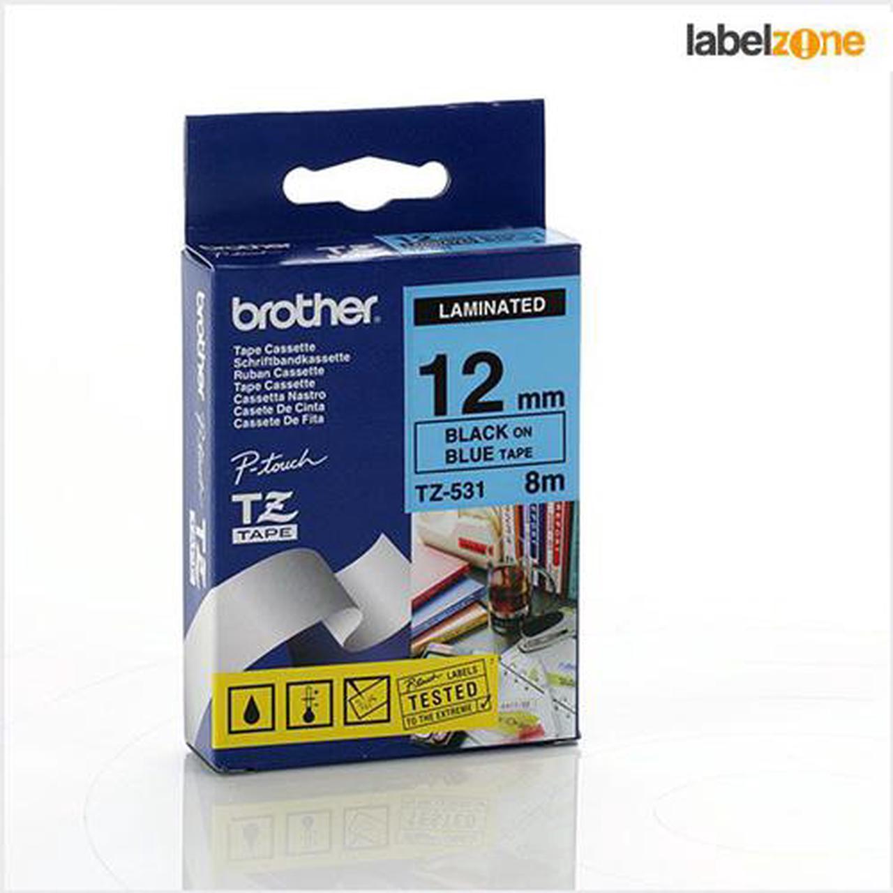 BROTHER P-TOUCH TAPES - 12mm Black on Blue