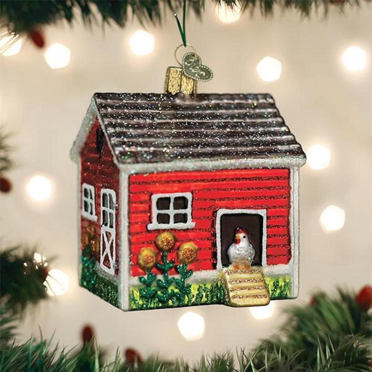 Alt view image 4 of 6 - Chicken Coop on the Farm Christmas Holiday Ornament