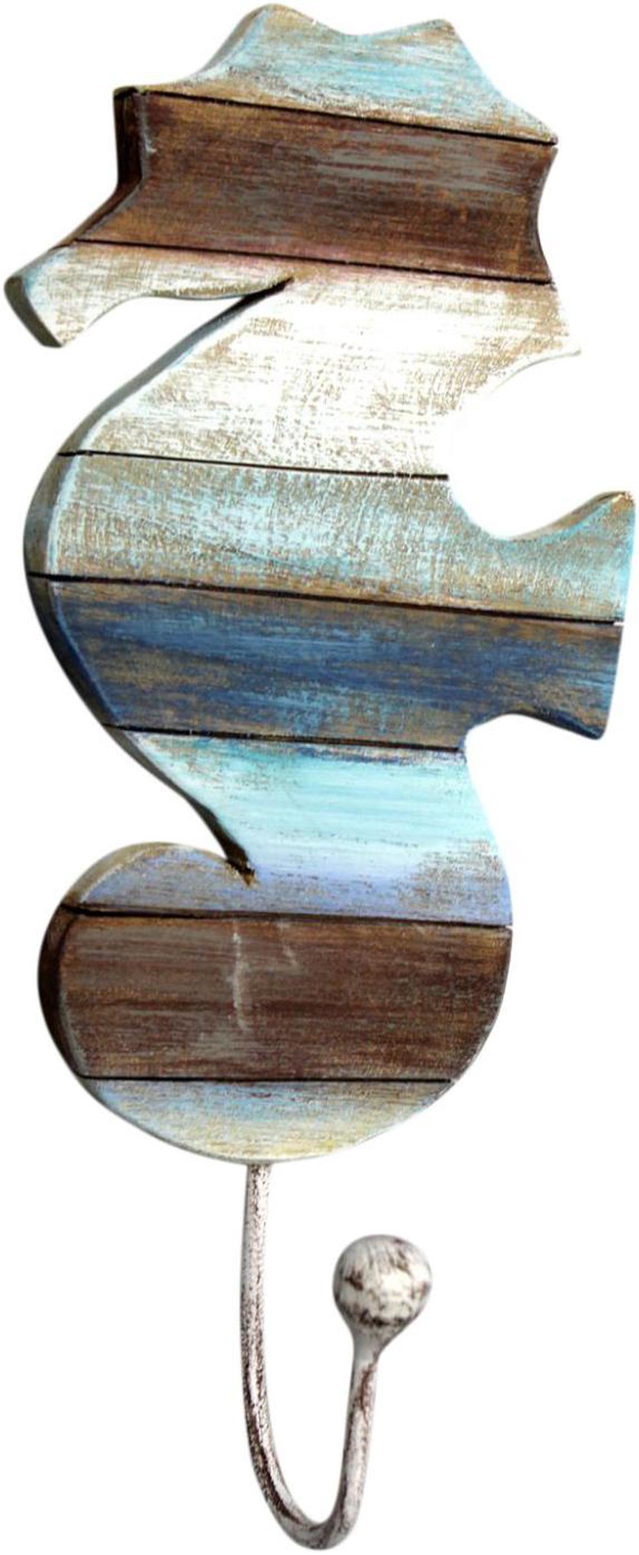 Main image of Coastal Seahorse Single Hook Wall Hanger Hand Carved Wood Wall Decor