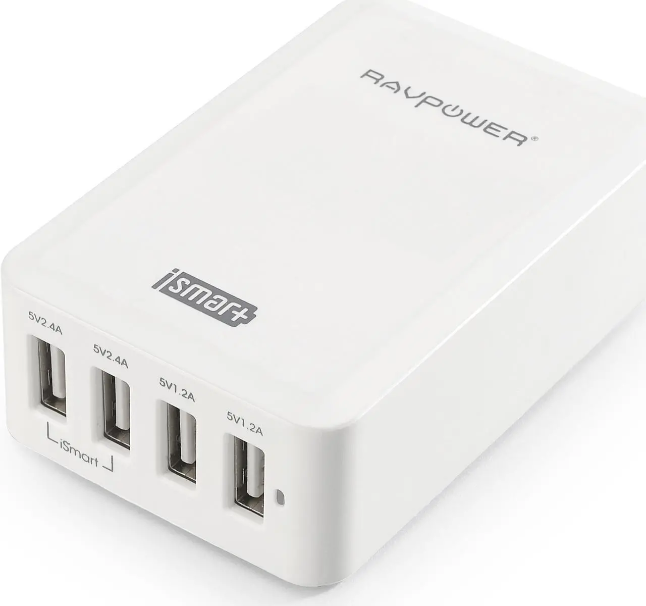 Main image of RAVPower 40W/7.2A 4-Port iSmart USB Wall Charger / USB Desktop Rapid Charging Station for iPhone 6 plus, 6; iPad; Galaxy; Kindle; Nexus; Nokia Lumia; HTC; LG; External Battery Packs and More (White)