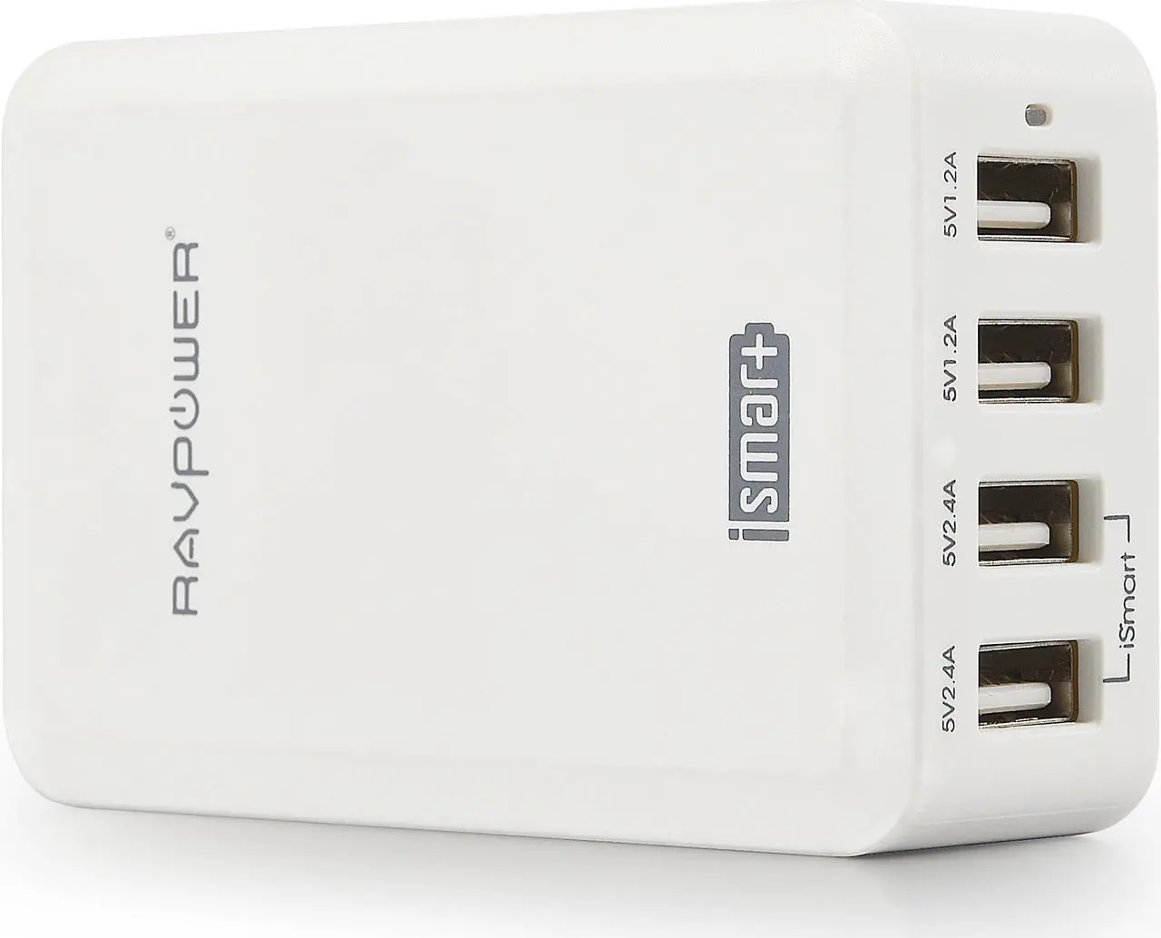 Alt view image 4 of 5 - RAVPower 40W/7.2A 4-Port iSmart USB Wall Charger / USB Desktop Rapid Charging Station for iPhone 6 plus, 6; iPad; Galaxy; Kindle; Nexus; Nokia Lumia; HTC; LG; External Battery Packs and More (White)