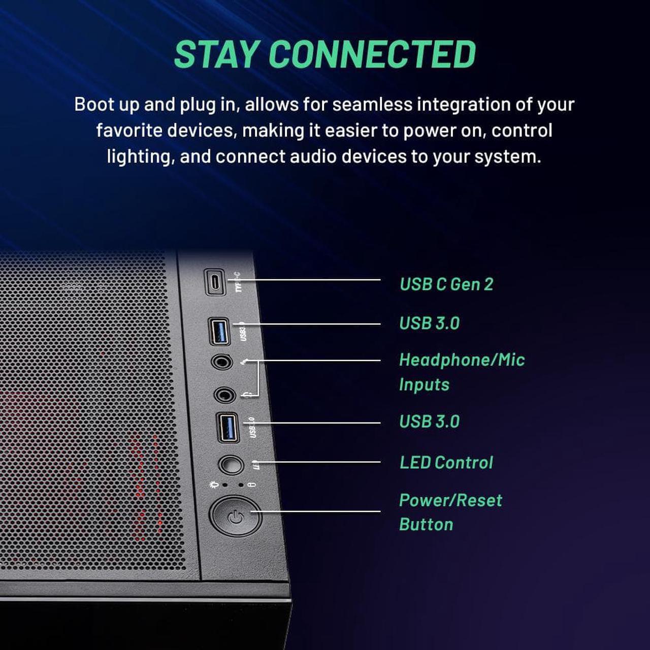 Alt view image 7 of 8 - Skytech Azure 2 Gaming PC Desktop AMD Ryzen 5 7600X 4.7 GHz, NVIDIA RTX 4070 Ti, 1TB NVME SSD, 32GB DDR5 RAM RGB, 850W GOLD PSU, 240mm AIO, 11AC Wi-Fi, Windows 11 Home 64-bit